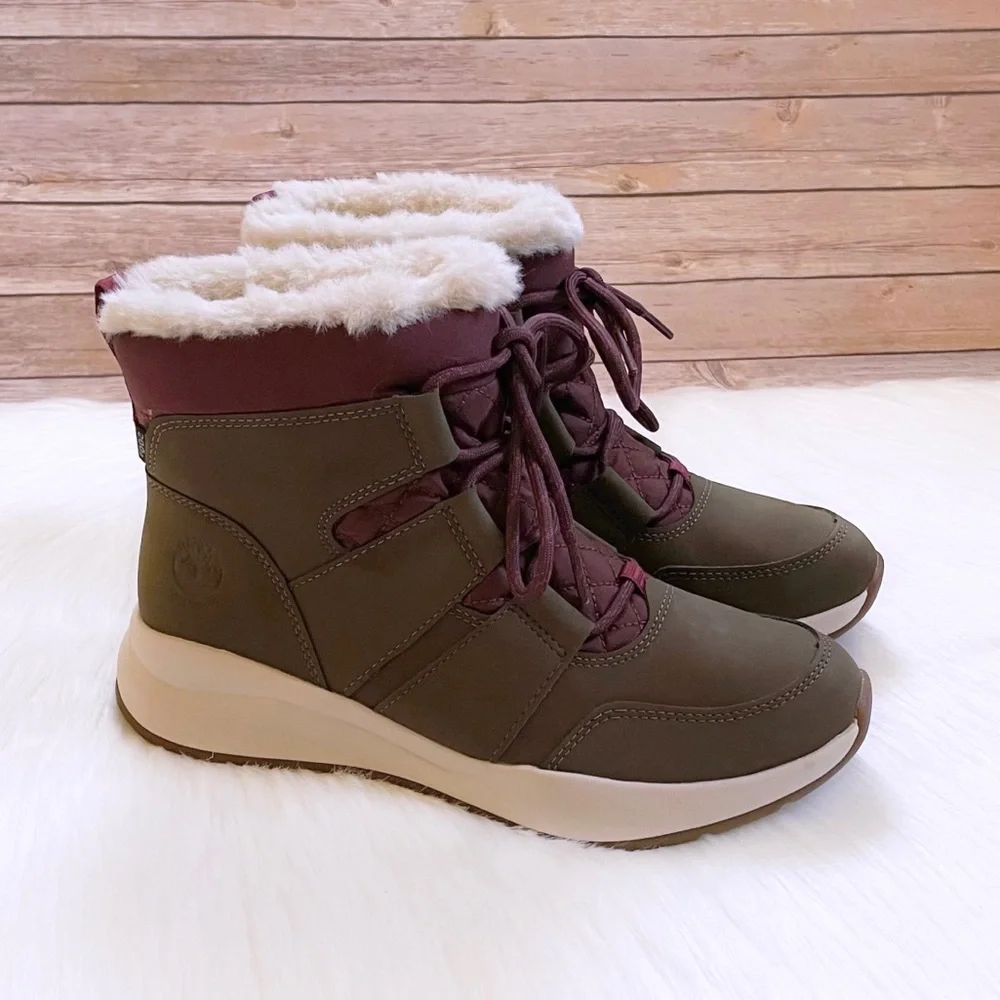 Timberland Women’s Boroughs Project Olive Waterproof Winter Pull On Boots - Picture 1 of 7